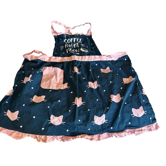 Blue and Pink Cat Apron - Picture 1 of 3